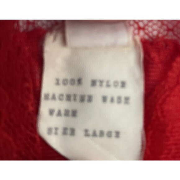 Vintage Red Lace Sheer Camisole Top Lingerie Adjustable Straps 100% Nylon Size L - Picture 6 of 8